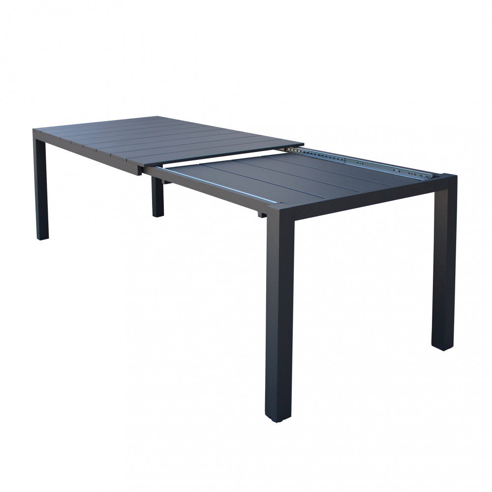 Tavolo da esterno allungabile 149/215 cm in alluminio con piedi regolabili e piano a doghe TEODOSIO