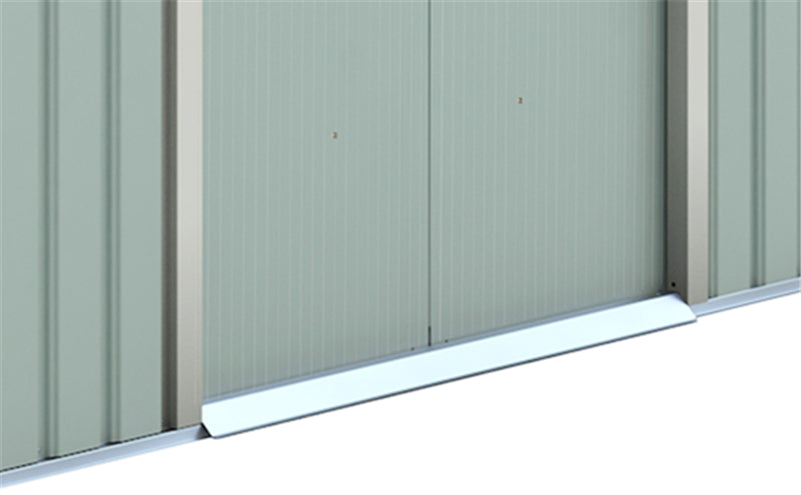 Casetta box deposito porta attrezzi in lamiera cm 213x127 verde con 2 porte scorrevoli