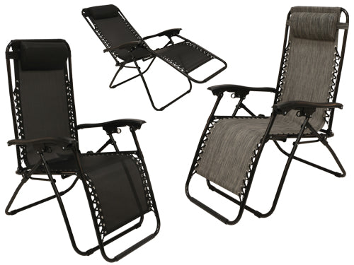 Sdraio pieghevole reclinabile in texilene grigia 90X65X110 cm